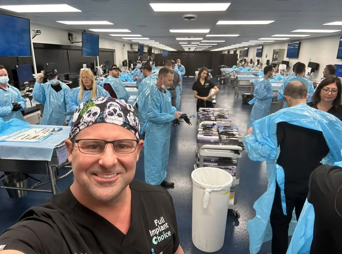 Doctors during a cadaver lab session at the Atlantic Implant Institute